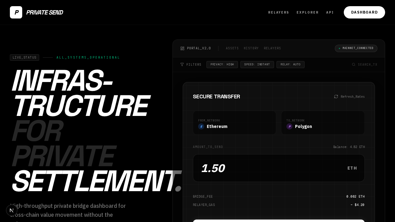 deBridge-like Dashboard (Bridgeboard Dark)